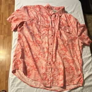Ocean & Coast Ocean Advantage Men's XL Coral White Graphic Print Button-Up Shirt